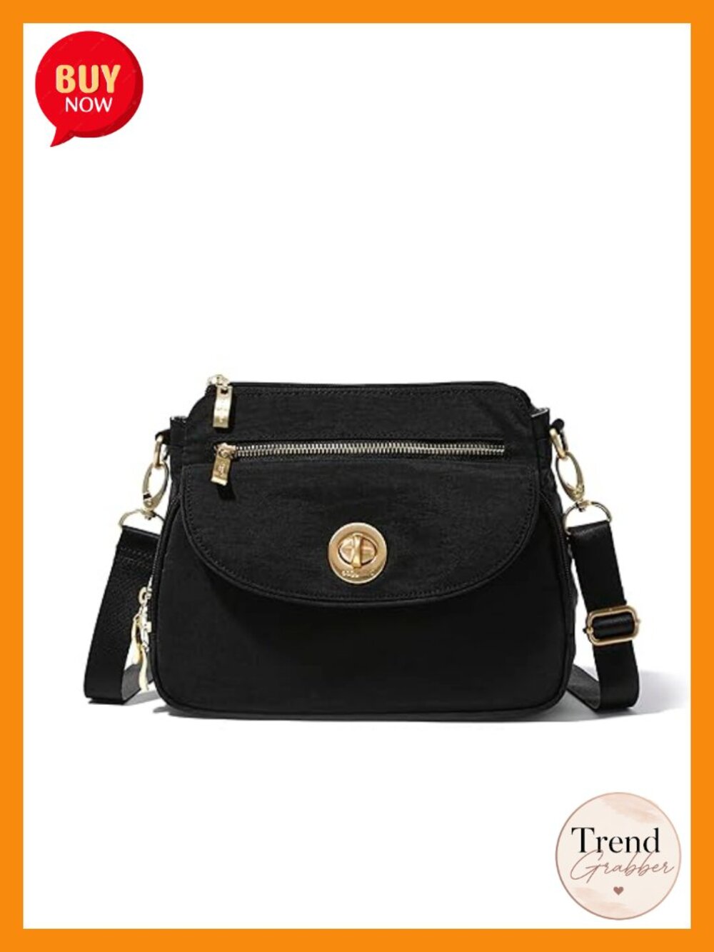 Lightweight Water-Resistant Nylon Crossbody RFID Travel Purse